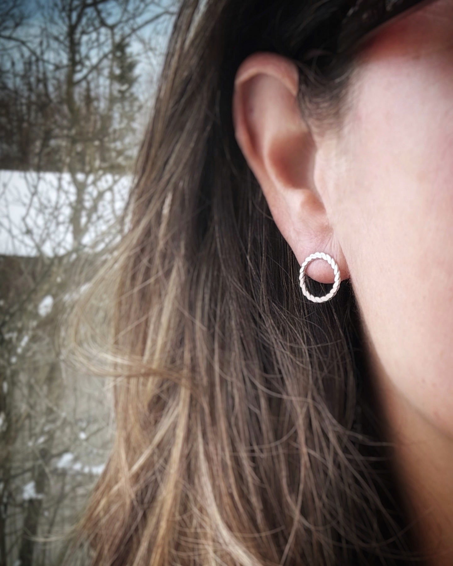 Halo Stud + Sterling Silver