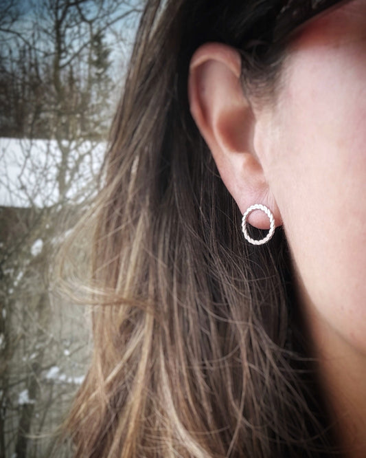 Halo Stud + Sterling Silver