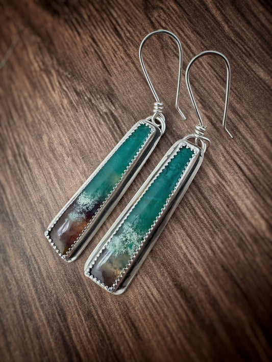 Opalized Palm Wood Drop Earrings