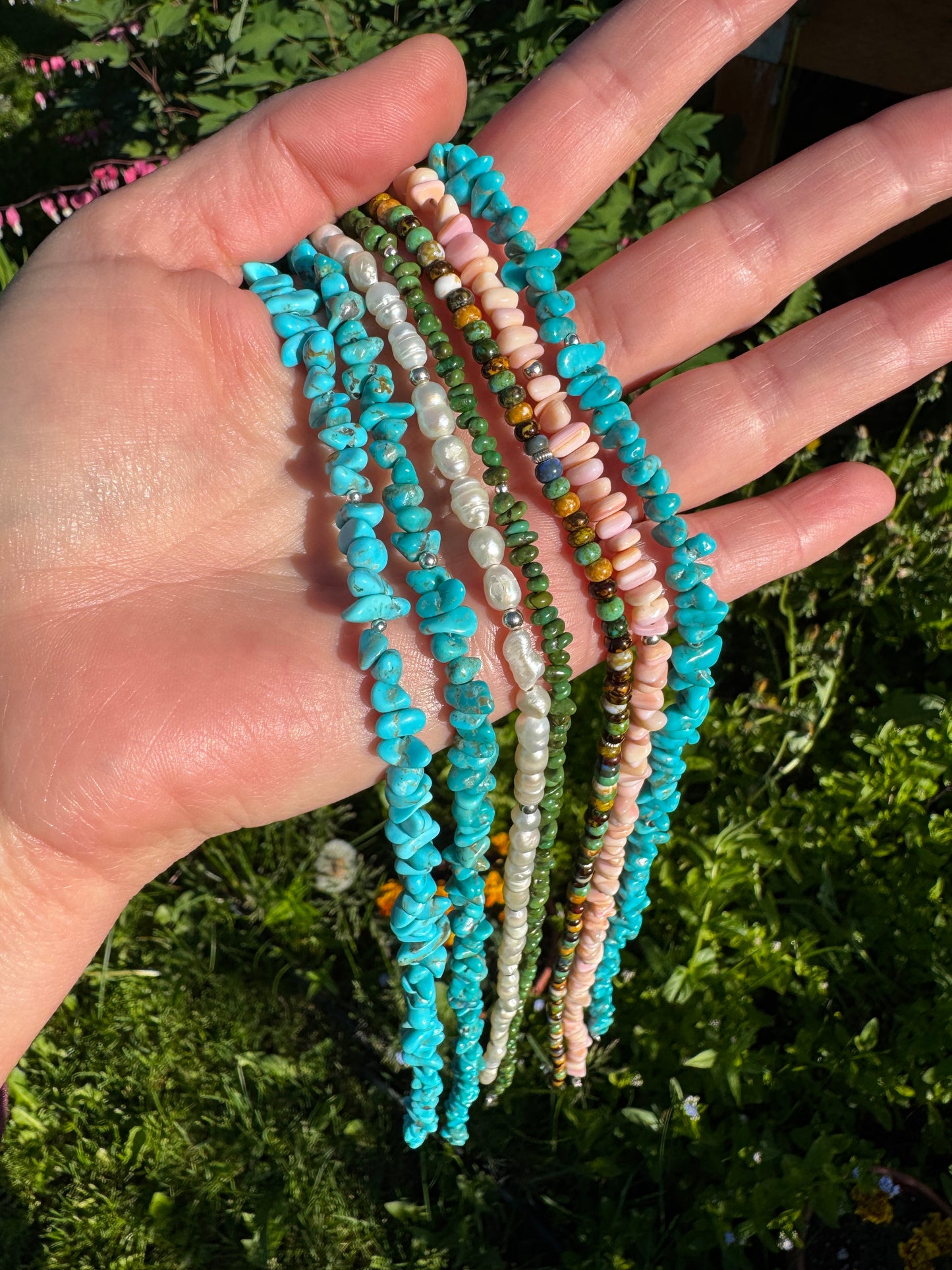 Turquoise Beaded Necklace || 2mm
