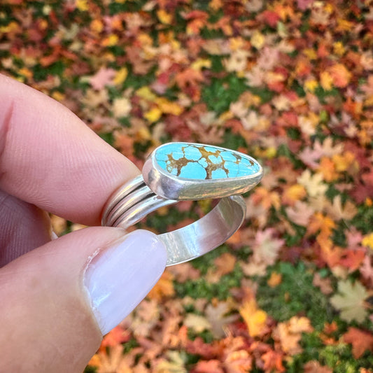 Number 8 Turquoise Ridge Ring | Size 9.5