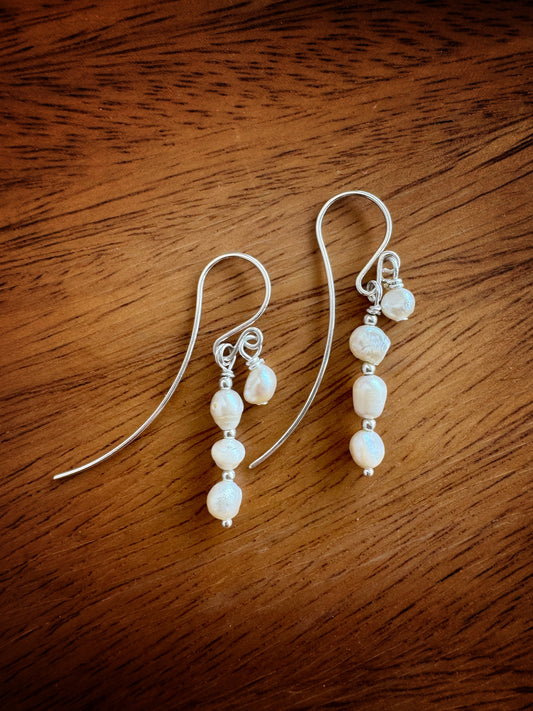 Tiered Pearl Dangles - Sterling Silver