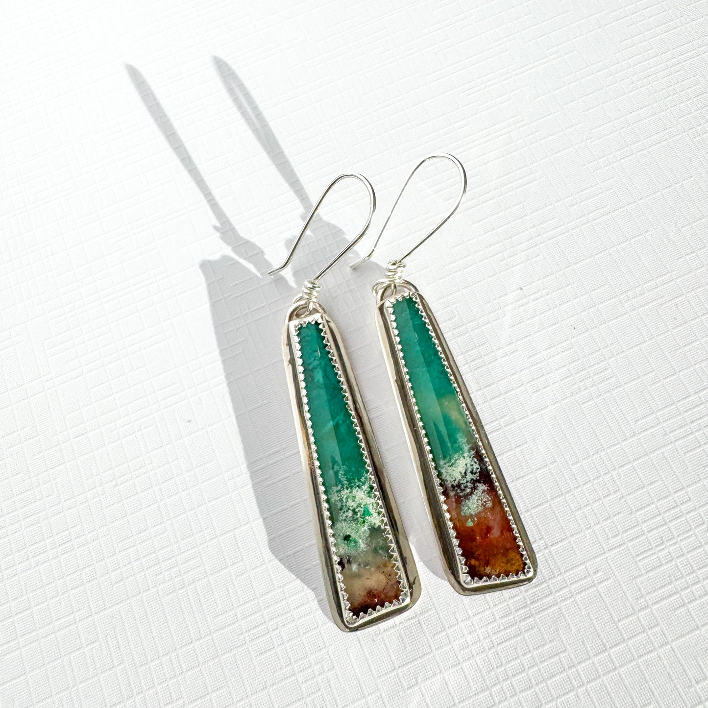 Opalized Palm Wood Drop Earrings