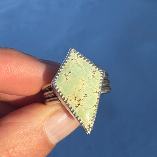 Carmel Mountain Variscite Shield Ring + Size 8.25