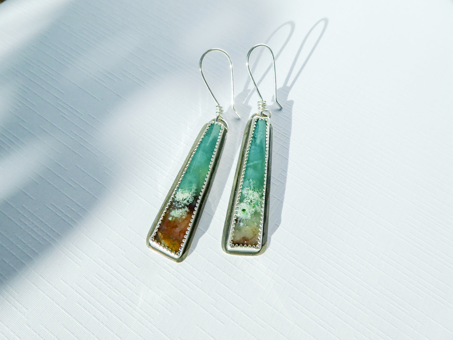 Opalized Palm Wood Drop Earrings