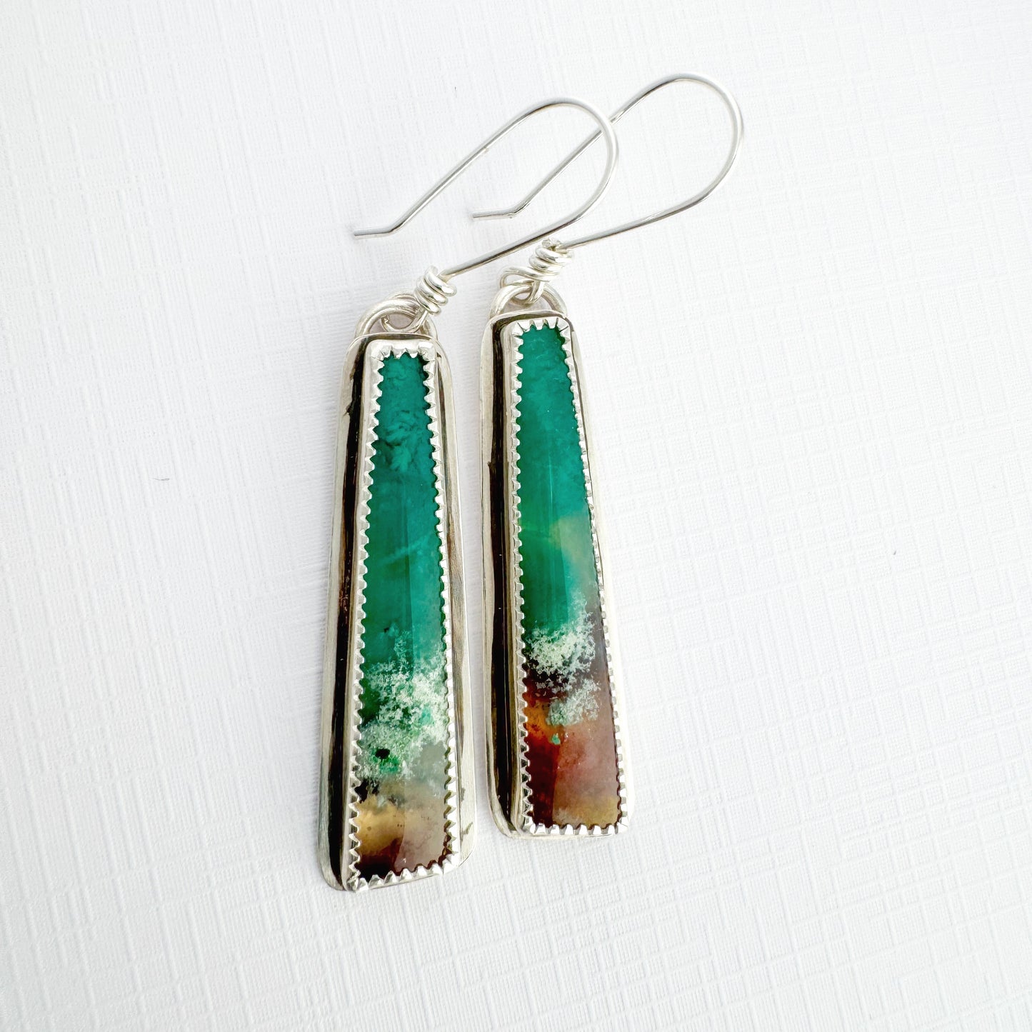 Opalized Palm Wood Drop Earrings