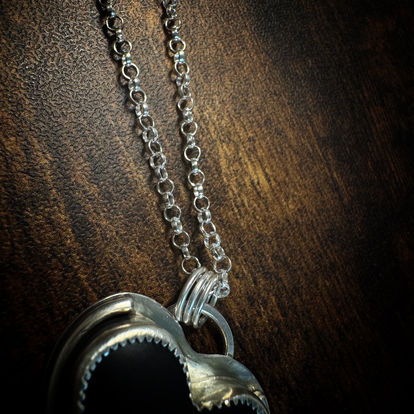 Black Jade Actinolite Heart Necklace + Spider | 18in