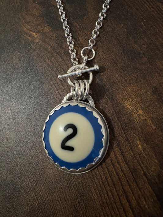 Blue #2 Pool Ball Necklace | 18in