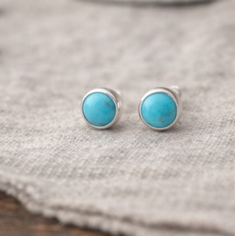 Kingman Turquoise 4mm Stud + Sterling Silver