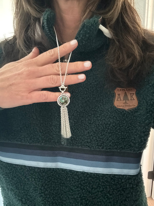 QinGu Turquosie Tassel Necklace