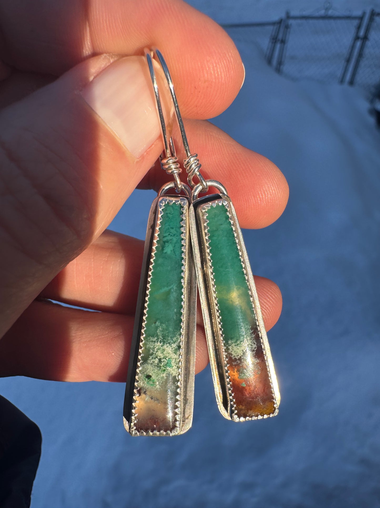 Opalized Palm Wood Drop Earrings