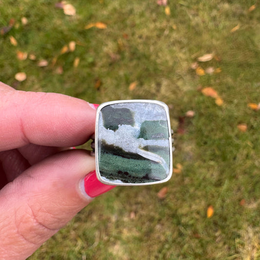 Green Zebra Ridge Ring | Size 9.25