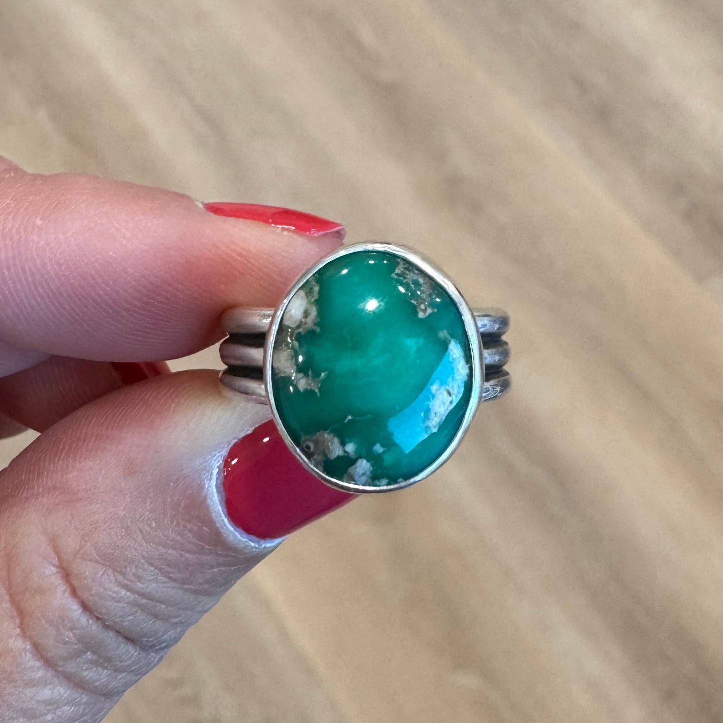 Broken Arrow Variscite Ridge Ring | Size 8.5