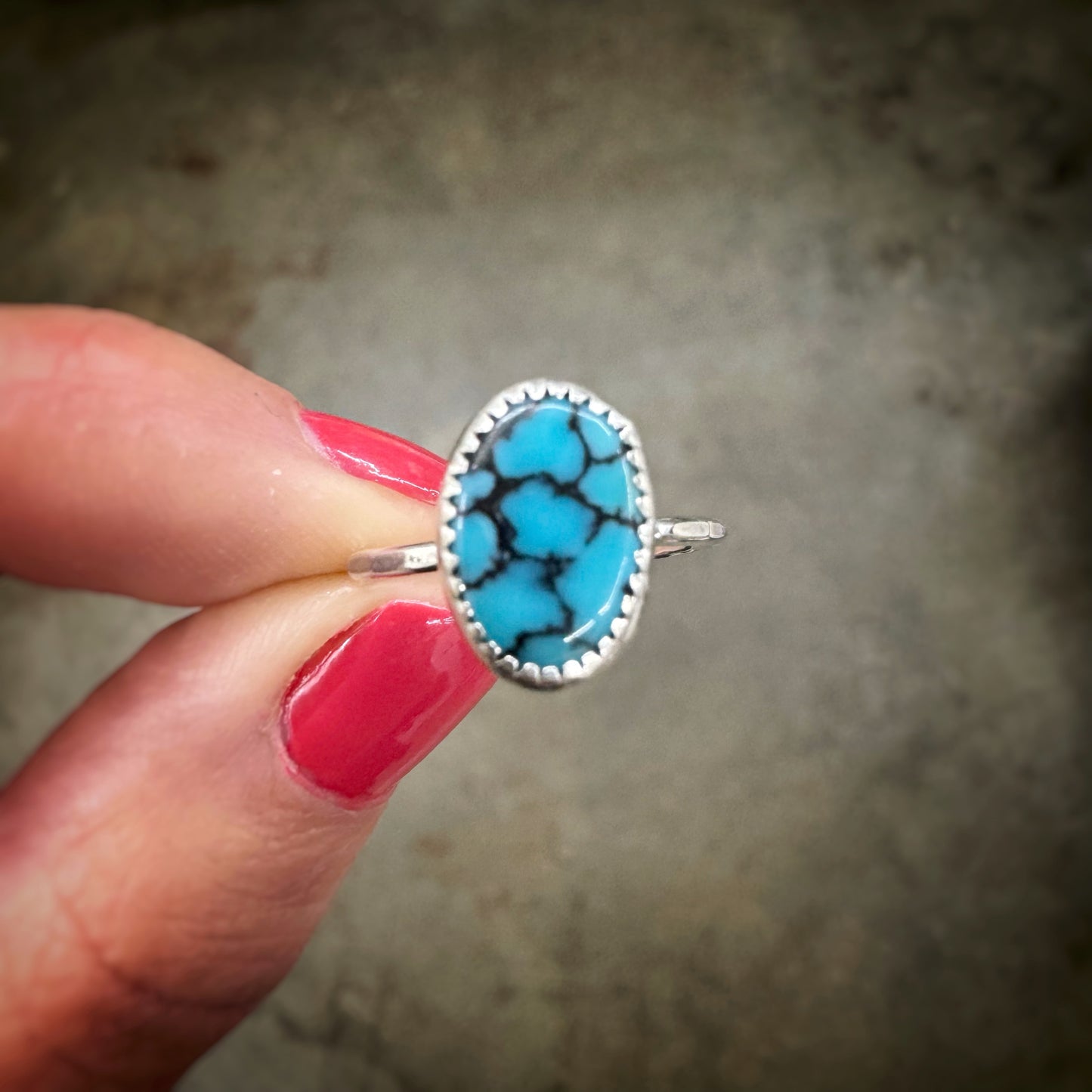 Dainty Blue Moon Oval Ring +