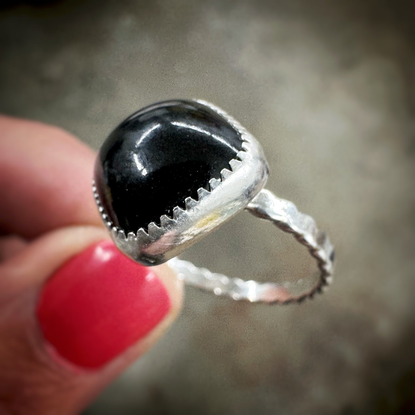 Black Guatemalan Jadeite Stacker Ring +