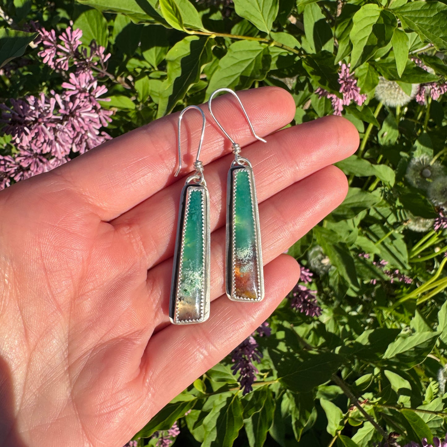 Opalized Palm Wood Drop Earrings