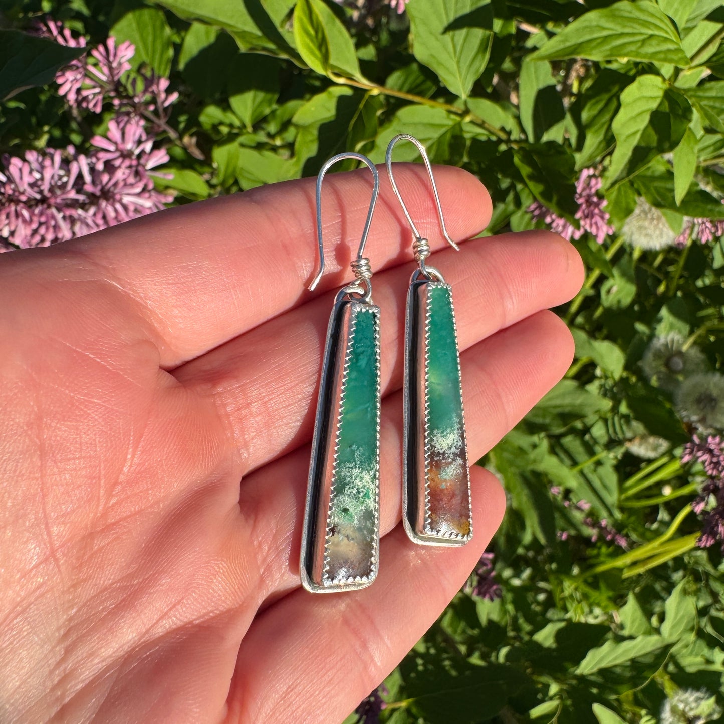 Opalized Palm Wood Drop Earrings