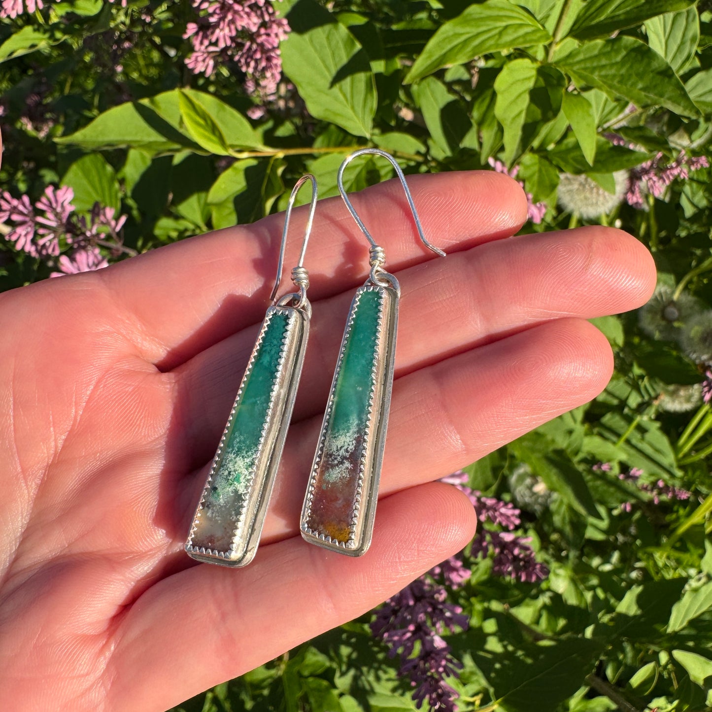 Opalized Palm Wood Drop Earrings