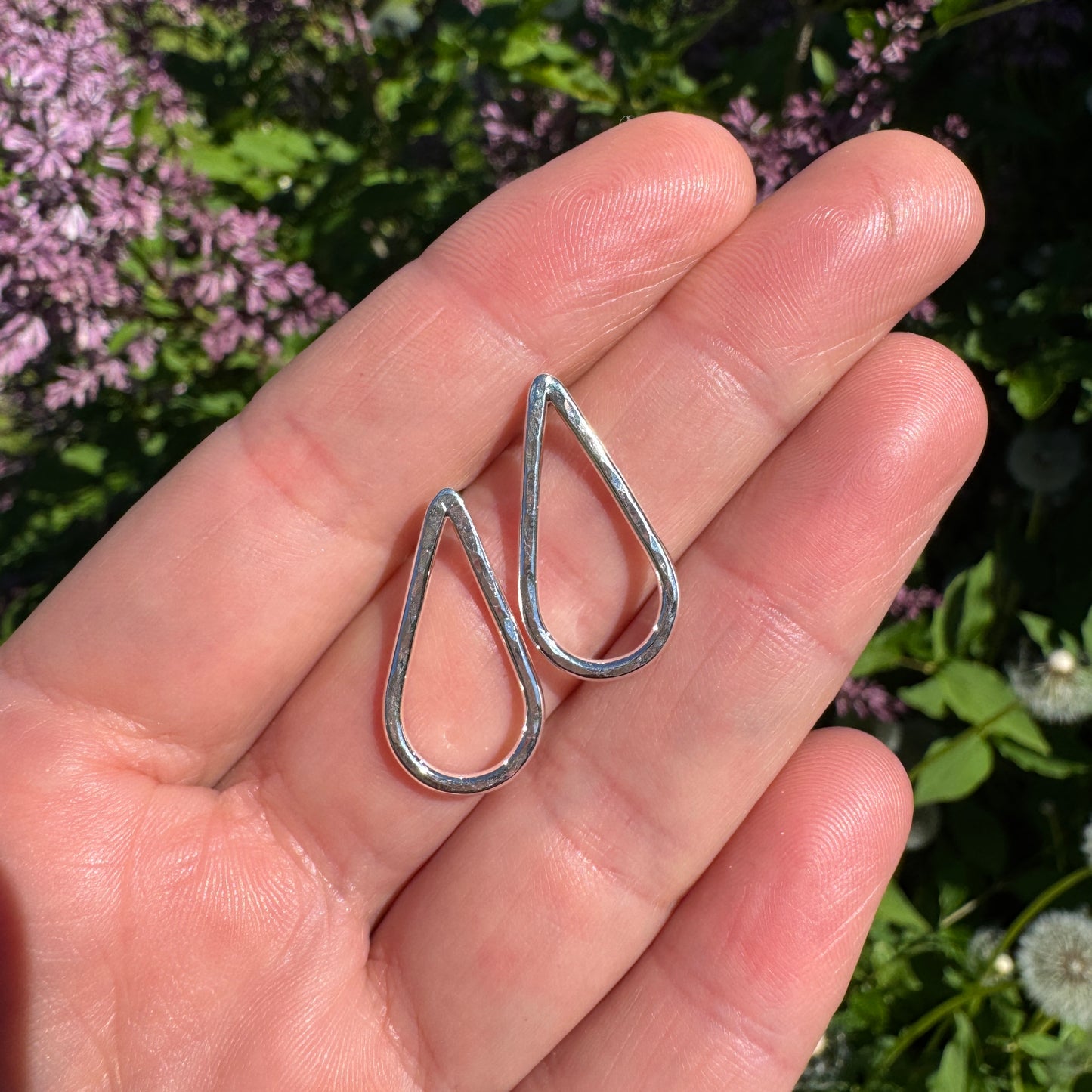 Hammered Tear Drop Stud Earrings