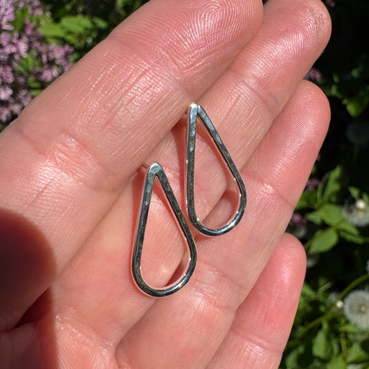 Hammered Tear Drop Stud Earrings