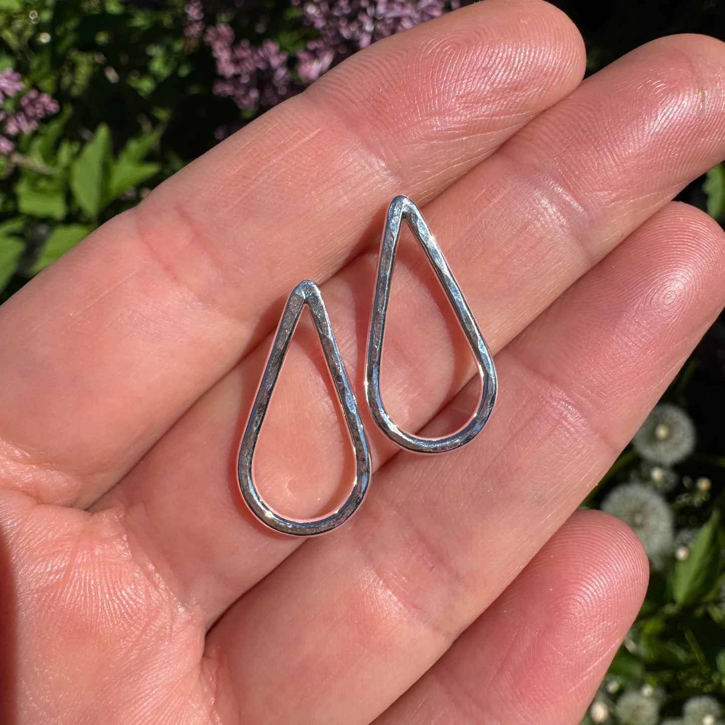 Hammered Tear Drop Stud Earrings