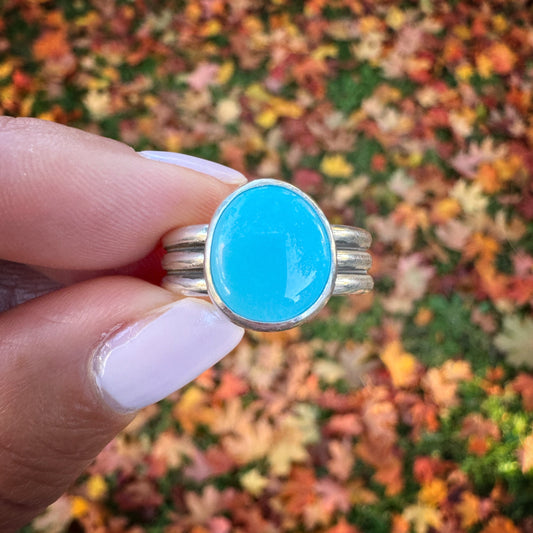 Sleeping Beauty Turquoise Ridge Ring | Size 8.5-8.75